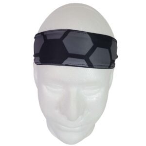 Black/Grey Digital Dotted Hexagonal Camo Military Inspired Full-Color Printed Tie Headband