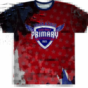 2025 Gulf AAU Primary Track & Field Championship Crew Neck Short Sleeve T-Shirt All Over Sublimation. Impress Athletix is the Official Apparel provider for the 2025 AAU Gulf Primary Championships.